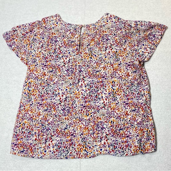 St. John’s Bay Blouse Women’s 0X Multicolor Abstract Keyhole Short Sleeve Top - Picture 7 of 14